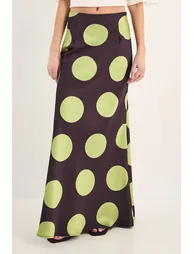 Satin Polka Dot Bias Maxi Skirt - 1