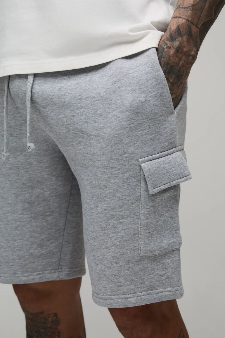 Tall Basic Slim Fit Cargo Jersey Short - grey marl - 2