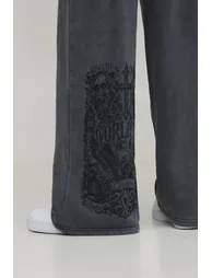 Wide Leg Grunge Washed Jogger - washed charcoal - 3
