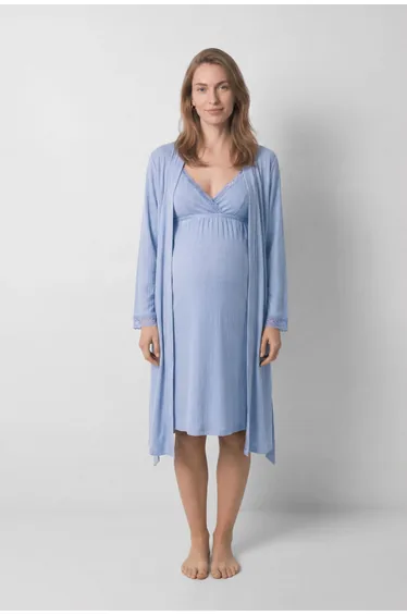 Blue midi robe with belt
