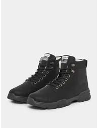 Textured Stitch Detail Lace Up Ankle Boots