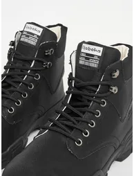 Textured Stitch Detail Lace Up Ankle Boots - 3