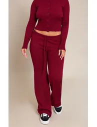 Shape Wine Knitted Tie Waist Trousers - 1