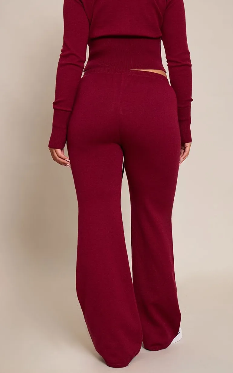 Shape Wine Knitted Tie Waist Trousers - 2