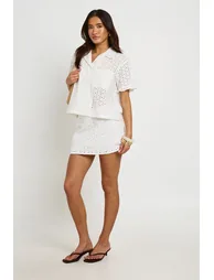 Broderie Boxy Mini Skirt - white - 2