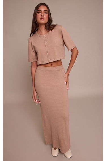 Taupe Fine Knit Maxi Skirt product thumbnail 2