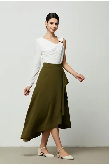 Asymmetric White Jersey Top