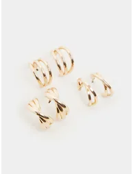Set of 3 - Plain Half Hoop Earrings