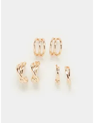 Set of 3 - Plain Half Hoop Earrings - 2