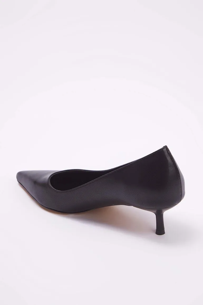 Black Pointed Toe Kitten Heeled Women's Classic Heeled Shoes TAKAW26TO00011 - 3