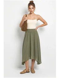 LUCCI High-Waist A-Line Midi Skirt