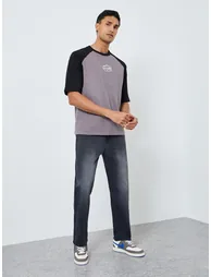 Men Black Relaxed Fit Faded Jeans - 1