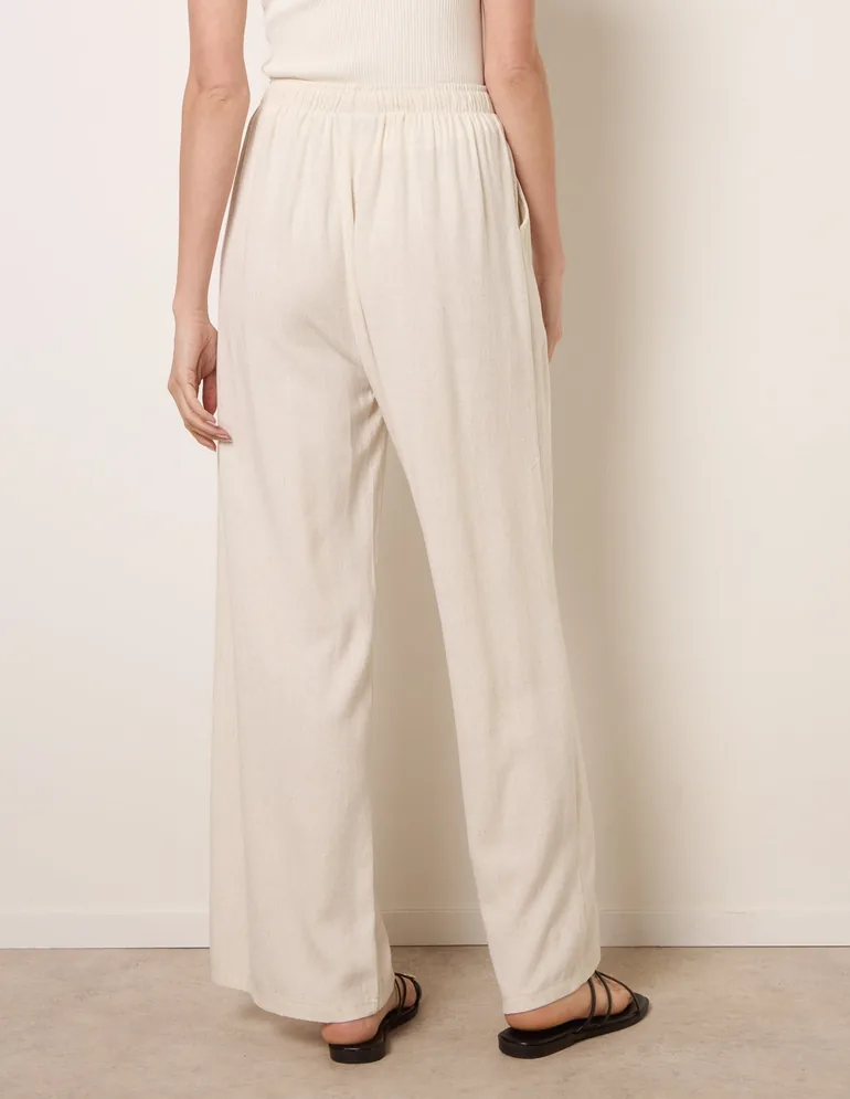Linen-Blend Drawstring Trousers - 4