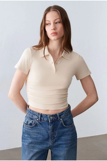 Dilvin Women’s Crop Slim Fit Polo T-Shirt product thumbnail 4