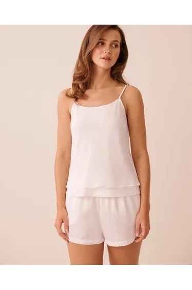 Satin and Chiffon Cami with Beaded Straps