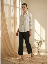 White Grid Pattern Long Sleeve Shirt - 3