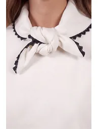 Volume Sleeve Sweatshirt With Self Scarf - 3