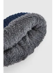 Navy Knitted Fleece Lined Beanie Hat - 1