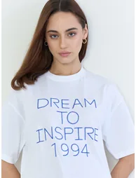 White Oversized Slogan Print T-Shirt - 3