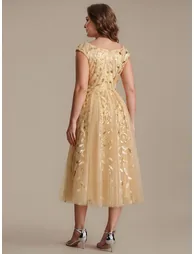 V-Neck Midi Sequin Sleeveless Wedding Guest Dress - 6