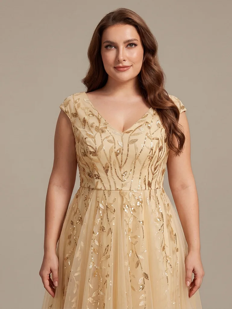 V-Neck Midi Sequin Sleeveless Wedding Guest Dress - 7