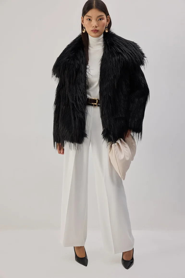 SHORT FAUX FUR COAT - 2