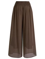 Lightweight V-Neck Sleeveless Top and Pants Set in Brown for Weekend Outings & Beach Vacations - 14