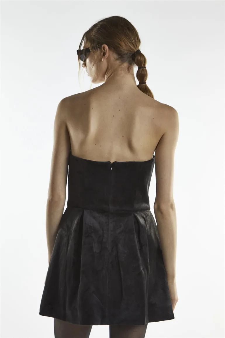 Black Bandeau Embellishment Mini-Dress - 1