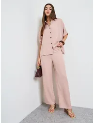 Light Pink Relaxed Fit Shirt and Trouser Modest Set