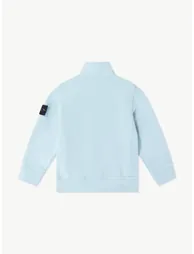 Stone Island Boys Brushed Organic Fleece Half Zip Sweatshirt in Blue - 1
