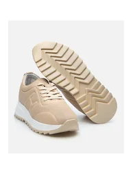 Women's Leather Beige Sneakers - 5
