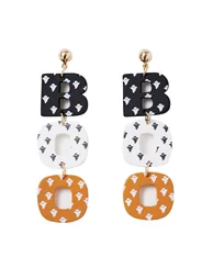BOO Halloween Vibe Acrylic Earrings in Orange