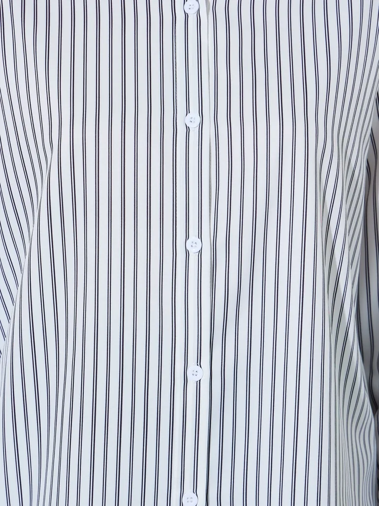 White Striped Oversized Casual Shirt - 3