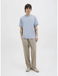 Crew Neck T-Shirt with Short Sleeves - 1