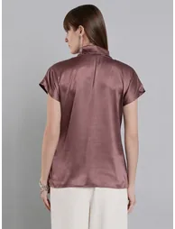 Women Satin Tie-Neck Top - 3