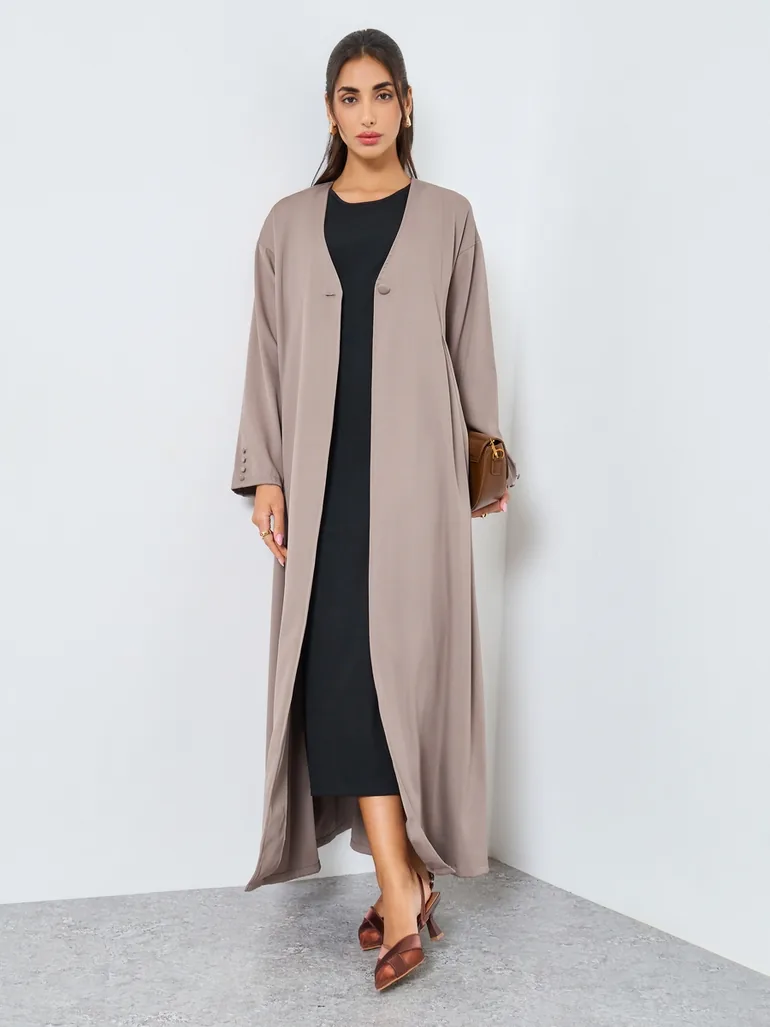 Beige Open Front Abaya
