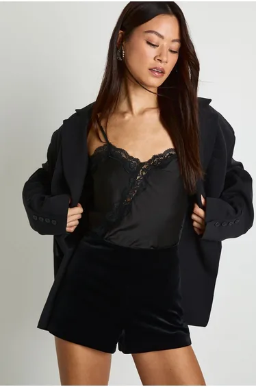 Tall Velvet Micro Short - black