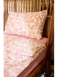 Pink Cotton Polyester Blend Floral Patterned Single Duvet Cover Set 160x220cm - 1