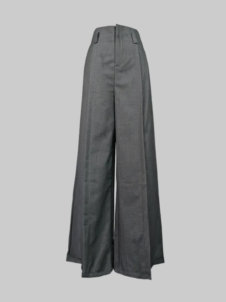 Loose Wide Pants High-Waisted Pleated Split-Front Pants Trousers - 1