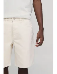 Relaxed Rigid Denim Shorts - ecru - 2