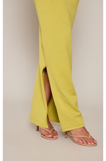 Chartreuse Low Rise Knitted Maxi Skirt product thumbnail 4