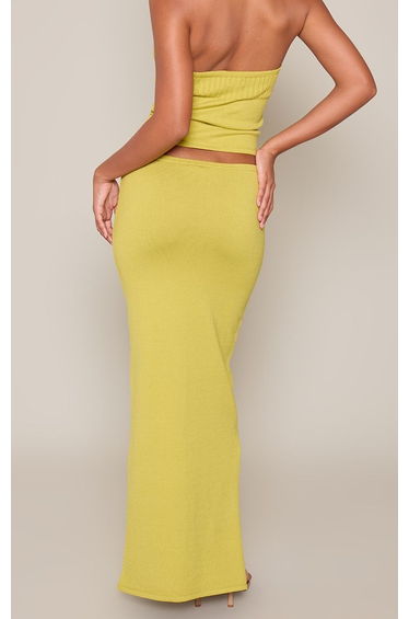 Chartreuse Low Rise Knitted Maxi Skirt product thumbnail 3