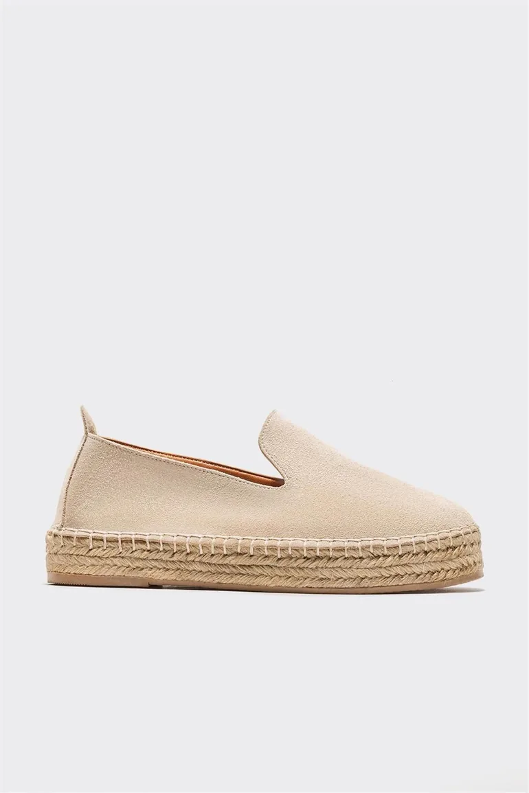 Beige Leather Women's Espadrilles