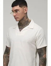 Tall Linen Blend Slim Revere Polo - natural - 2