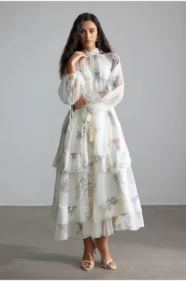 Renee Floral Print Puff Sleeve Maxi Dress