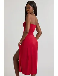 Slinky Jersey Strapless A-Line Midaxi Dress in True Red - 6