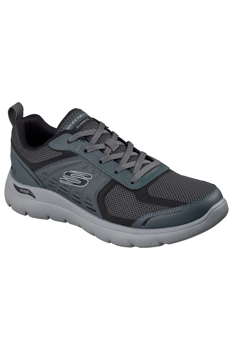 Arch Fit Summits Duraleather Lace-Up Trainers Charcoal - 1