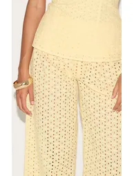 Lemon Embroidered Mid Rise Trousers - 3