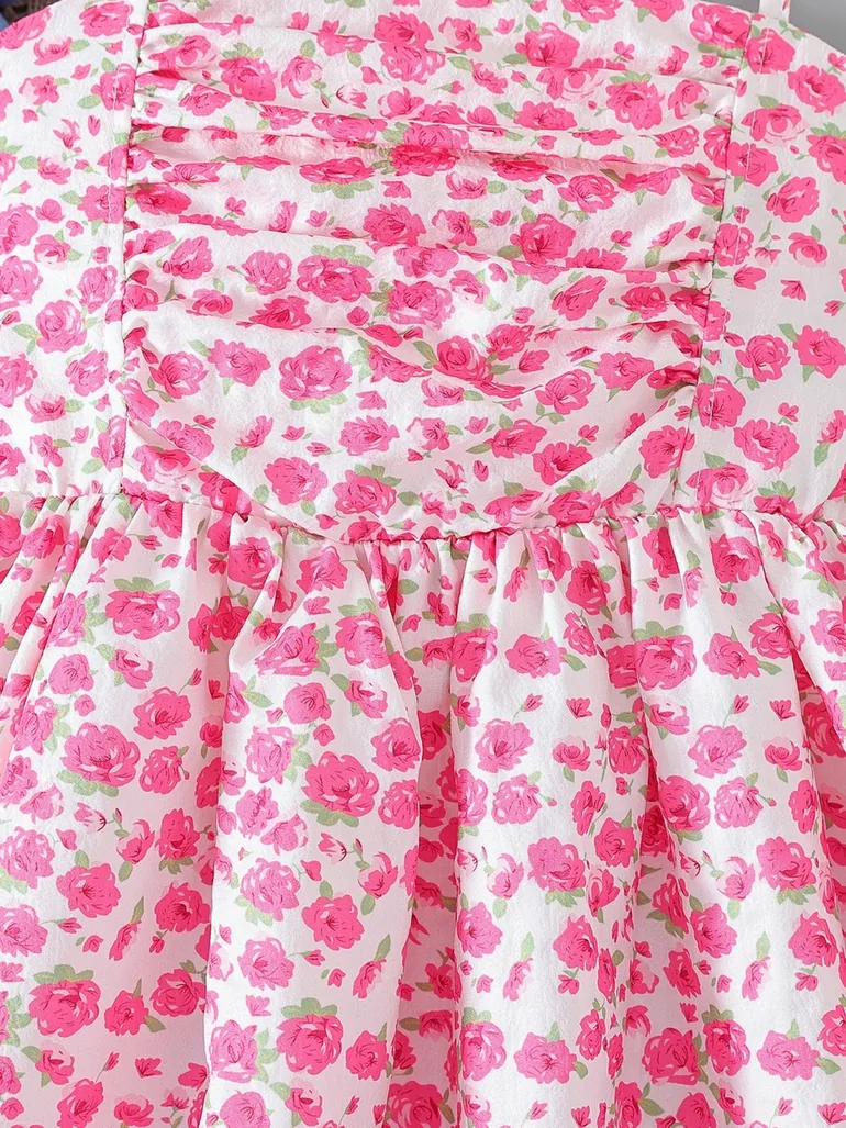 Girls Floral Strappy Dress and Denim Jacket Set - 5