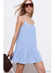 Blue Pool Collar Shift/Straight Cut Short / Mini Woven Dress - 2